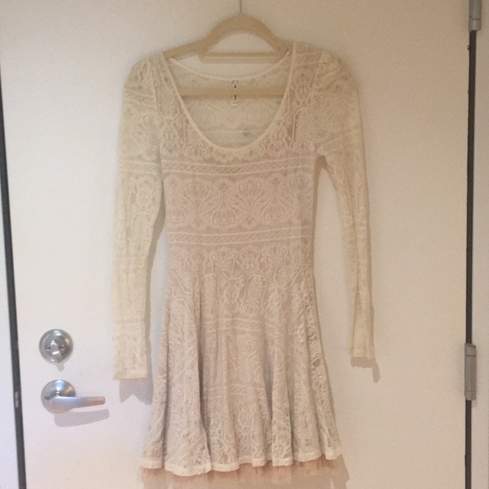 Free People Cream Lace Dress